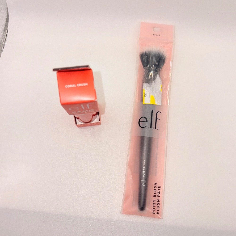 e.l.f. Camo Liquid Blush Coral Crush & Putty Blush Brush Set NEW - Picture 2 of 3